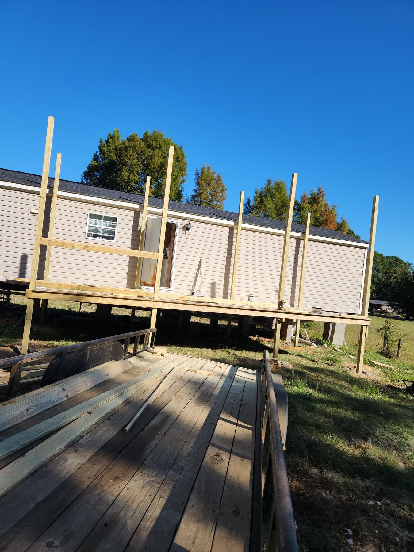 Covered porch build in progress